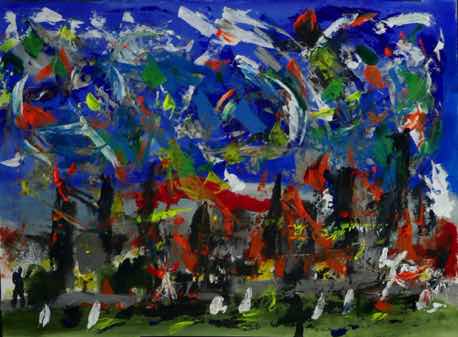 City in Turmoil, acrylic on paper, 22"x30" City in Turmoil, acrylic on paper, 22"x30"
