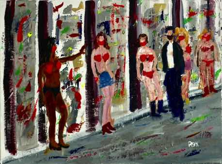 Hookers in Masks, acrylic on canvas, 18"x24" Hookers in Masks, acrylic on canvas, 18"x24"