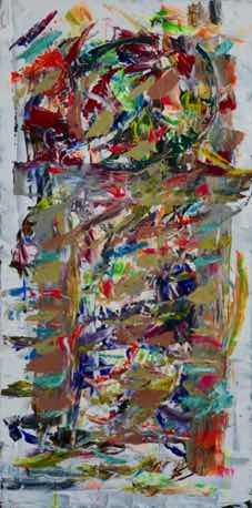Too Busy to Think, acrylic on canvas, 36"x18" Too Busy to Think, acrylic on canvas, 36"x18"