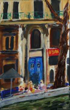 Two Girls at Canal St. Martin, Paris, acrylic on paper, 18"x12" Two Girls at Canal St. Martin, Paris, acrylic on paper, 18"x12"