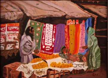 Bally Gunge Phari, Calcutta, oil on canvas, 12"x16"