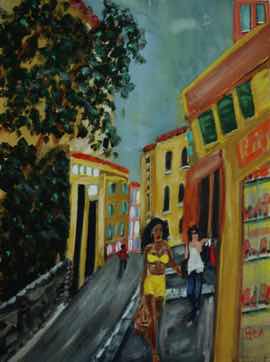 Shopping in St. Tropez, acrylic on canvas, 18"x24"