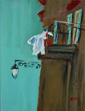 Balcony, acrylic on canvas, 12"x9" Balcony, acrylic on canvas, 12"x9"