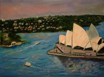 Sydney Harbor Sunrise, oil on canvas, 18"x24"