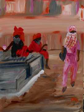 Varanasi, Walking to the Ghats, acrylic on linen, 16"x12" Varanasi, Walking to the Ghats, acrylic on linen, 16"x12"