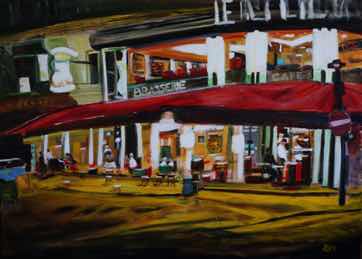 Brasserie at Night,  acrylic on canvas, 30"x40"