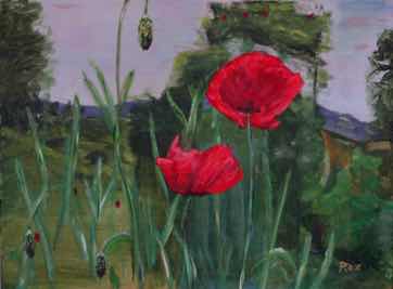 Poppy Conversation, acrylic on canvas, 18"x24" Poppy Conversation, acrylic on canvas, 18"x24"
