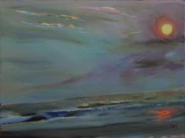 Sunset on Ashvem Beach, acrylic on canvas, 18"x24'