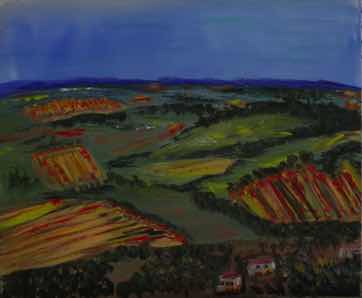 Tuscan Vineyard, acrylic on linen panel, 20"x24"
