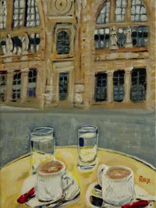 Coffee in Paris, acrylic on canvas, 24"x18"