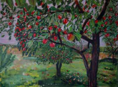 Apples in Normandy, acrylic on canvas, 30"x40"