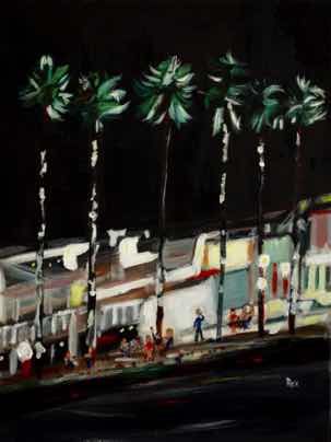 Bright Night Palm Springs, acrylic on canvas, 24"x18"
