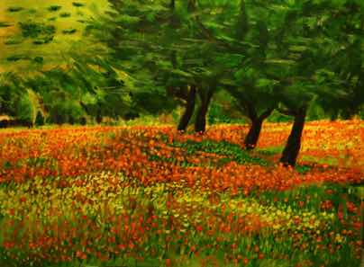 Poppies Galore, acrylic on canvas, 30"x40"