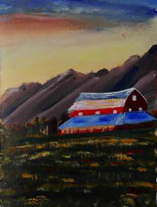 Farm, acrylic on watercolor paper, 15"x11", mounted 16"x20" Farm, acrylic on watercolor paper, 15"x11", mounted 16"x20"